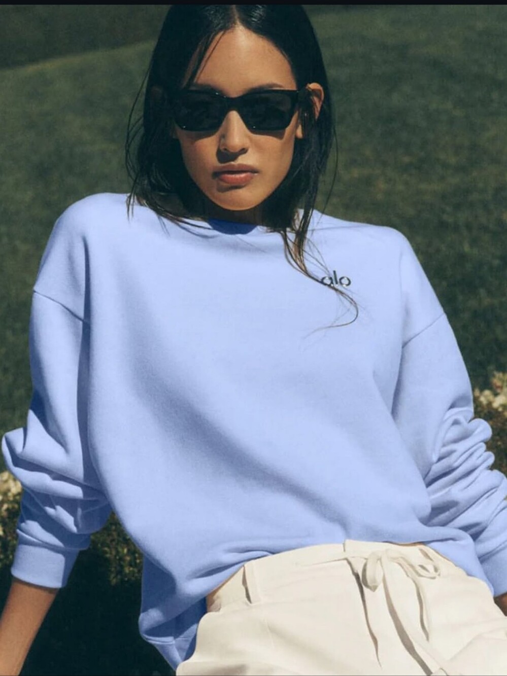 ALO Accolade Crew Neck Pullover Light Provence Blue Small